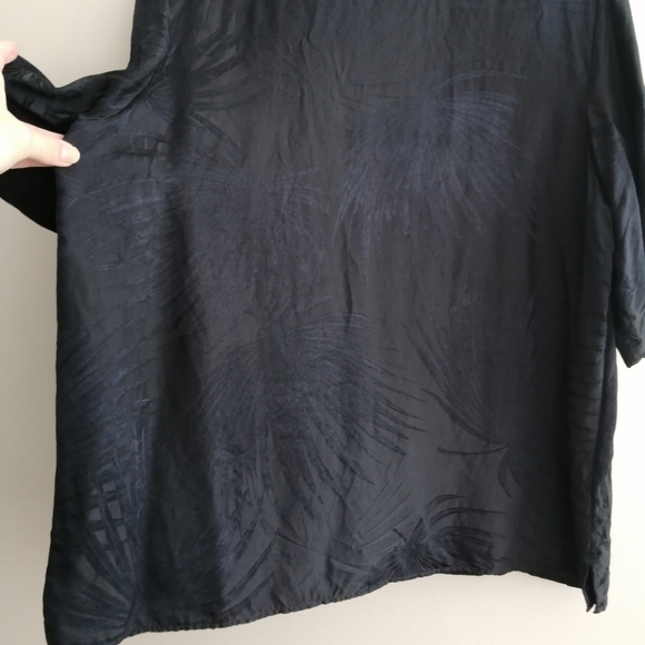 COS Silk Tencel Blend Jacquard Short Sleeve Button Up Navy Blue 8 - Picture 8 of 16